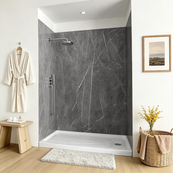 Anywall X Marble 60 in. L x 36 in. W x 80 in. H 3-Piece Alcove