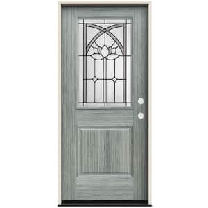 36 in. x 80 in. Left-Hand/Inswing 1/2 Lite Ardsley Decorative Glass Stone Steel Prehung Front Door