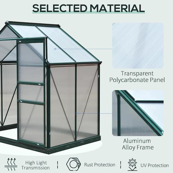 Outsunny 4 ft. x 6 ft. x 7 ft. Aluminum Polycarbonate