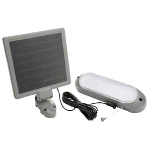 7-Watt Grey Integrated LED Rechargeable Solar-Panel Shed Light