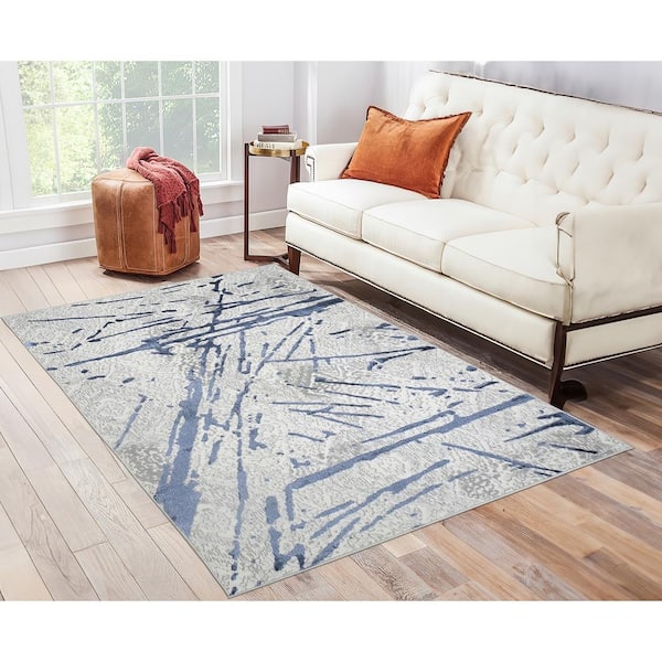Shifra Abstract Navy 2 ft. x 3 ft. Area Rug