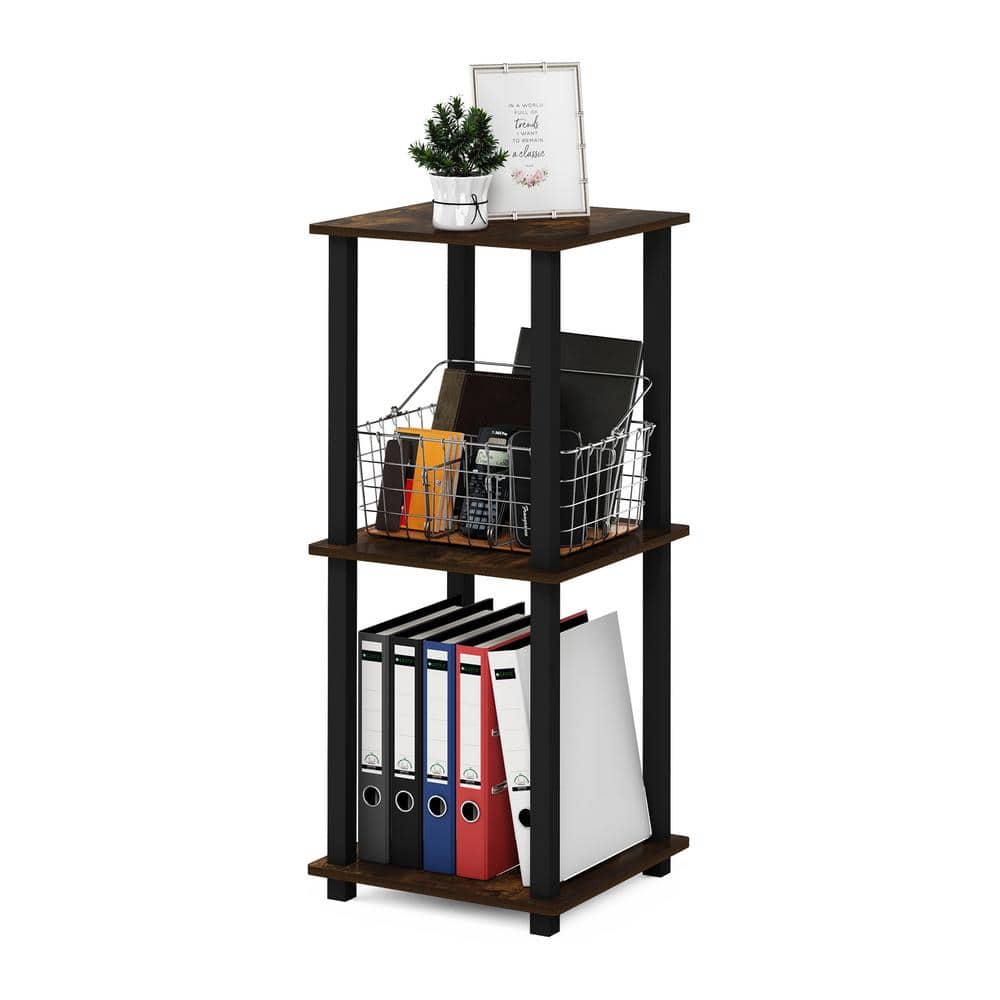 Amber Pine & Black Simplistic Wood End Table Set