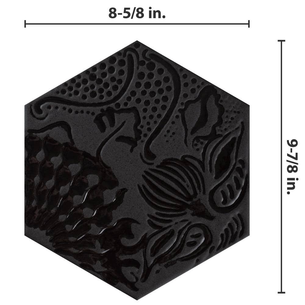Gaudi Lux Black Porcelain Hexagon Wall and Floor Tile
