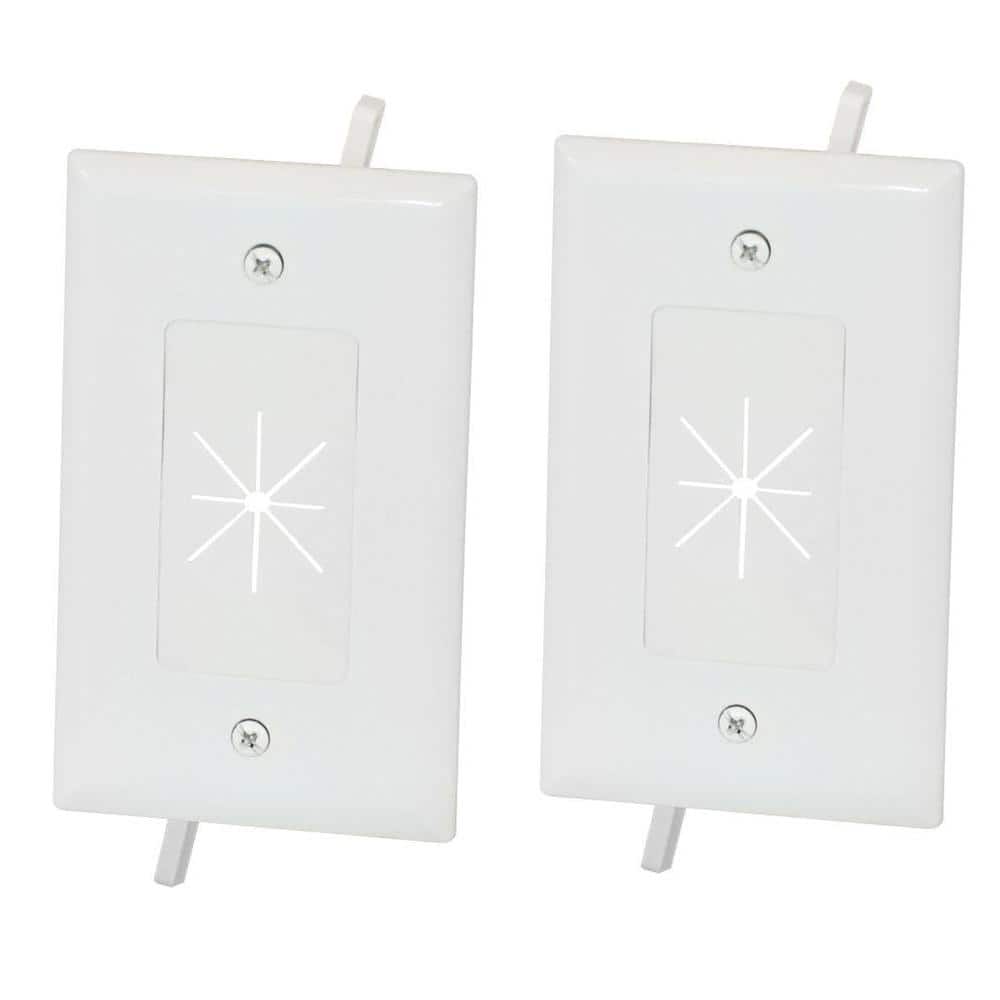 4x 1-Gang Low Voltage Split Wall Plate Flexible Opening For AV HDMI Cables White 