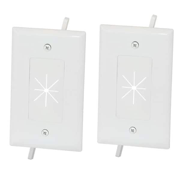 Commercial Electric 1-Gang Flexible Opening Cable Wall Plate - White (2-Pack)