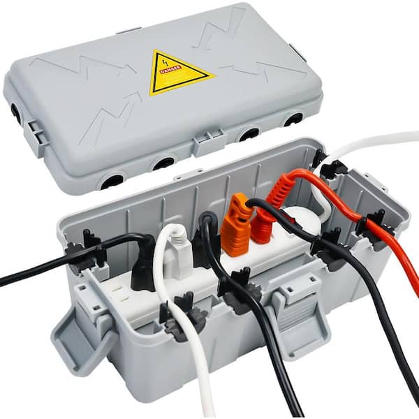 EKIEUDL 10.6 in. D x 5.5 in. W x 4.5 in. H Medium Waterproof Electrical Box, Indoor/Outdoor Enclosure with 6 Cable Entry, Gray