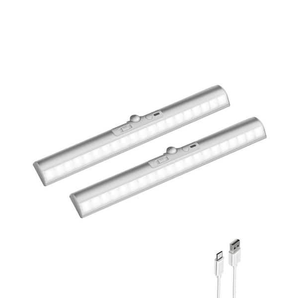 2 Pack White Rechargeable LED Closet Light Lamp w/ Motion Sensor, 3 Color Temps & Dimmable, Magnetic