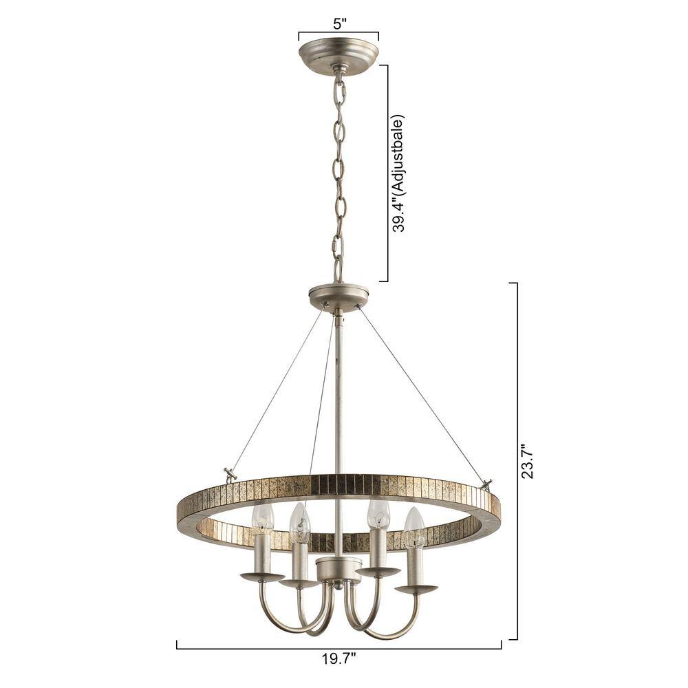 Farmhouse Brushed Nickel Wagon Wheel Candle Style Chandelier - 19.7" W x 23.6" H