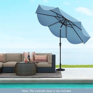 9 ft. 2-Tier Market Table Patio Umbrella with Crank Handle and 8 Ribs in Navy