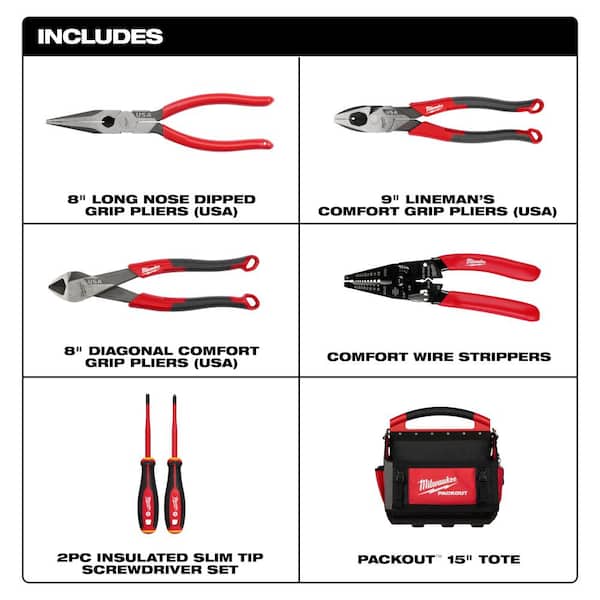 1000-Volt Insulated Slim Tip Screwdriver Set with 15 in. PACKOUT Tote Bag (6-Piece)