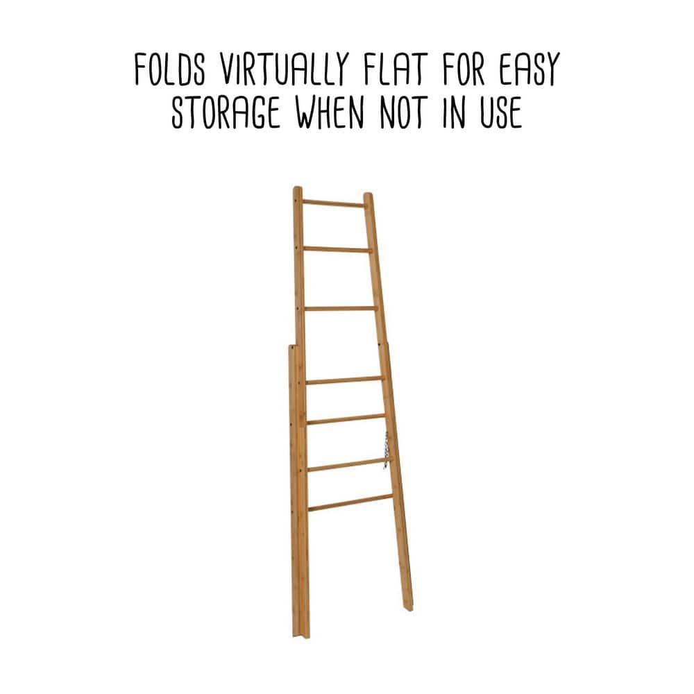 Natural Bamboo Folding Clothes Drying Ladder Rack