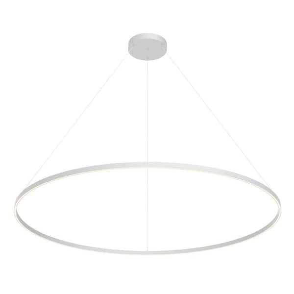 KUZCO Cerchio 72 in. 160-Watt 1-Light White Integrated LED Pendant-Light