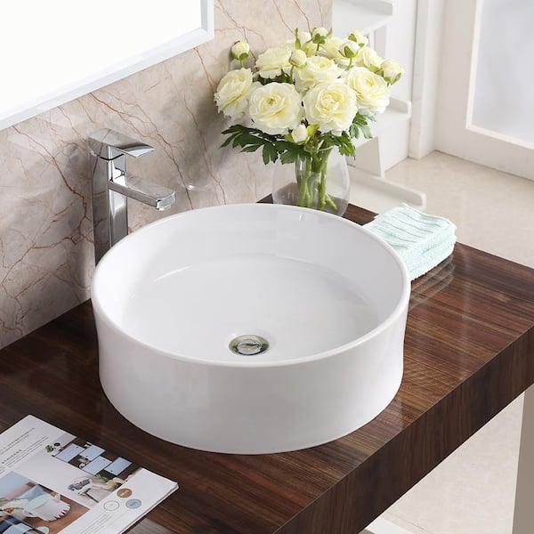 Karran Valera 18 in. Vitreous China Vessel Bathroom Sink in White