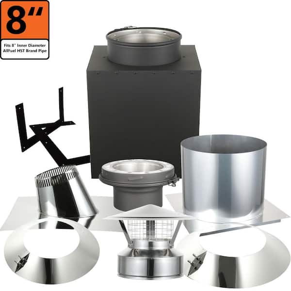 AllFuel 8 in. x 24 in. Double Wall Through the Attic Chimney Pipe Starter Kit for 1/12 to 6/12 Sloped Roof