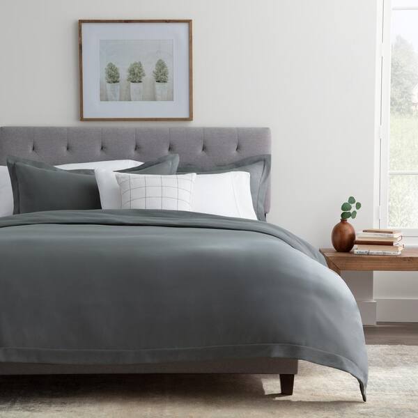 Brookside Charcoal King Microfiber Duvet Cover