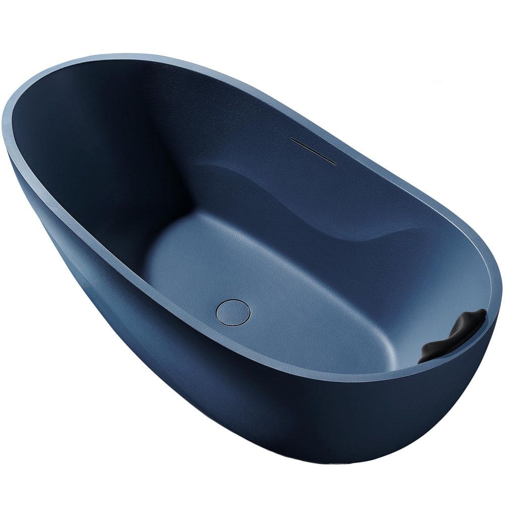 Kelut Series 67 in. x 32 in. Flat Bottom Solid Surface Freestanding Soaking