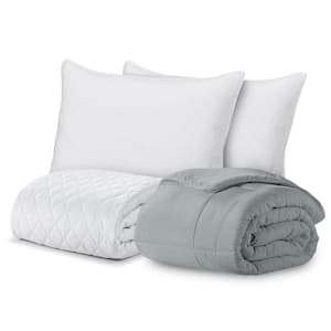 Signature 4-Piece Grey Solid Color King size Microfiber Comforter Set
