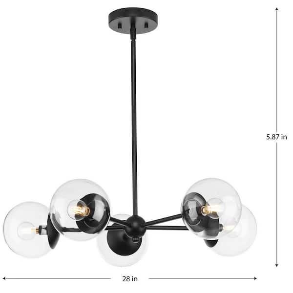 Progress Lighting Atwell 5-Light Matte Black Mid-century Chandelier