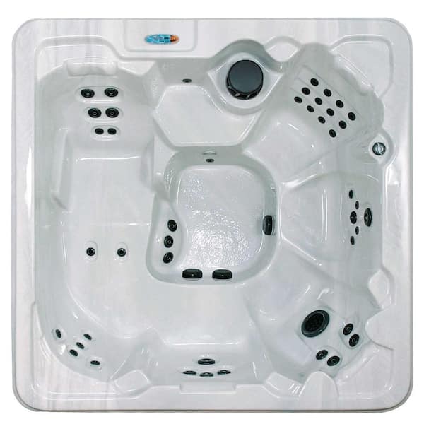 USA SPAS Corsica 7-Person Lounger 47-Jet Standard Hot Tub with Ozonator LED Light, WOW Sound System and Hardcover