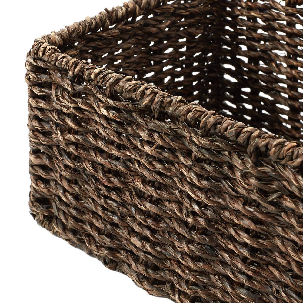 Espresso Seagrass Rectangular Storage Baskets, Set of 2