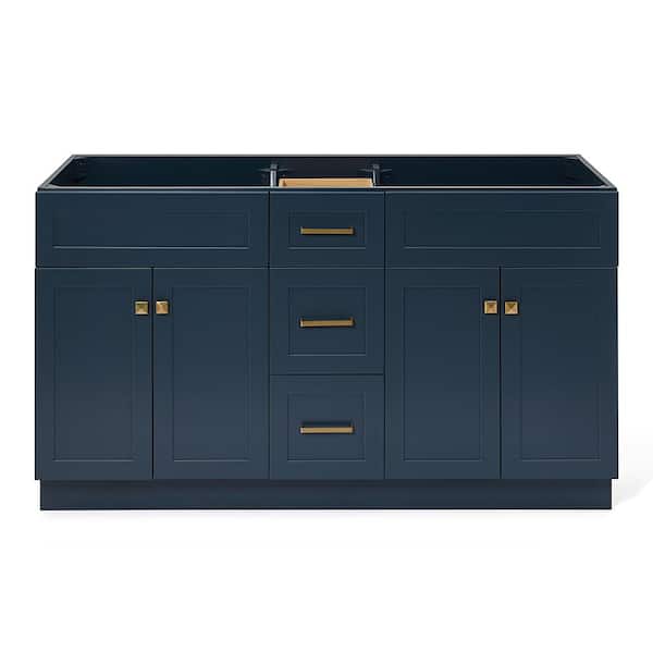 ARIEL Hamlet 60 in. W x 21.5 in. D x 34.5 in. H Double Freestanding Bath Vanity Cabinet without Top in Midnight Blue
