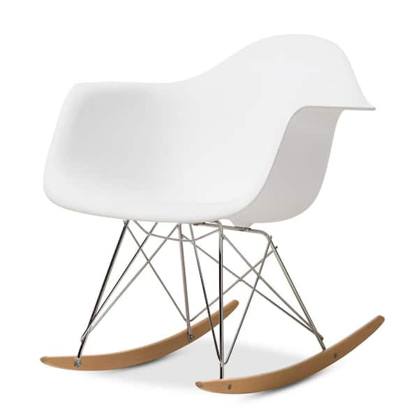 Baxton Studio Dario Mid Century White Plastic Finished Rocking