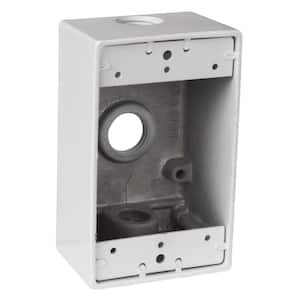 1-Gang Rectangular Weatherproof Junction Box with 3 1/2 in. Holes - White (Case of 16)