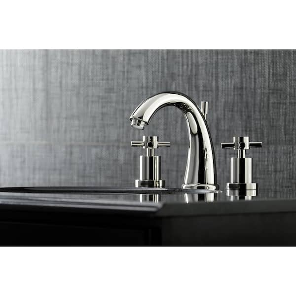 Kingston Brass Modern Cross 8 in. Widespread 2-Handle Mid