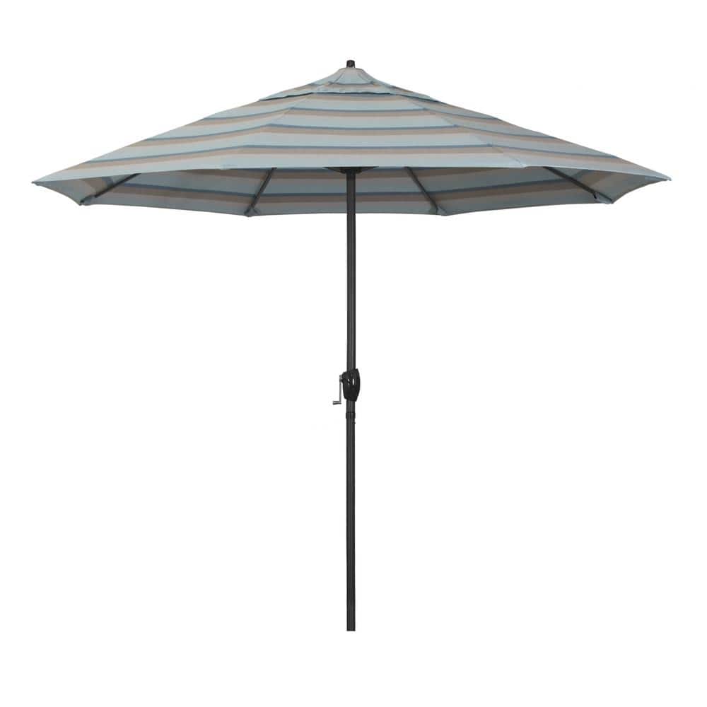 9 ft. Black Aluminum Market Patio Umbrella Auto Tilt in Gateway Mist Sunbrella price history on PriceWatchPro
