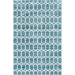 Matrix Trellis Tile Blue 4 ft. x 6 ft. Area Rug