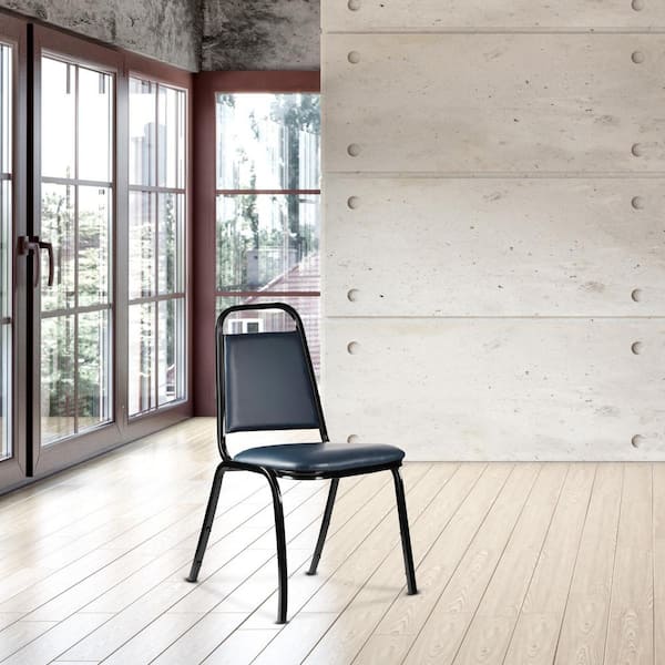 HAMPDEN FURNISHINGS Stella Collection Stackable Banquet Chair, Vinyl Padded, Dark Blue, (Pack of 2)