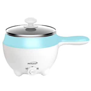 Stainless Steel 1.6 qt. Blue Electric Hot Pot Cooker and Food Steamer