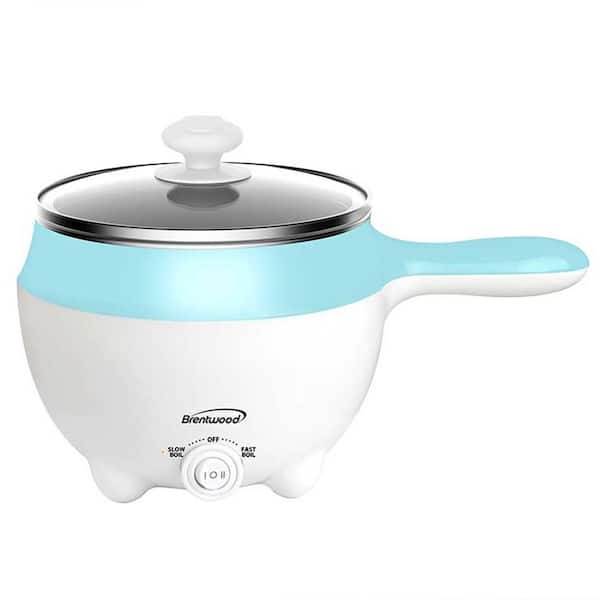 Brentwood Stainless Steel 1.6 qt. Blue Electric Hot Pot Cooker and Food Steamer