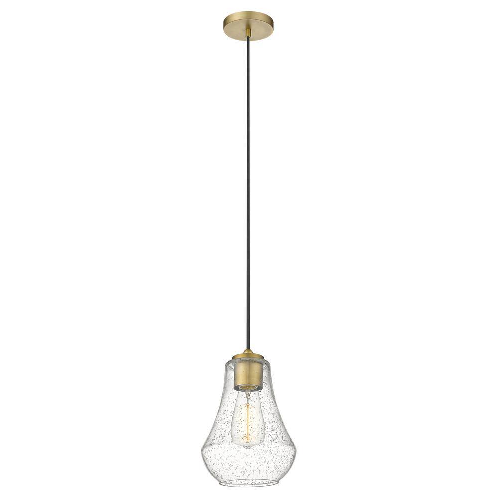 Fairfield 60-Watt 1-Light Brushed Brass Standard Mini Pendant Light with Seeded Glass Shade, No Bulbs Included price history on PriceWatchPro