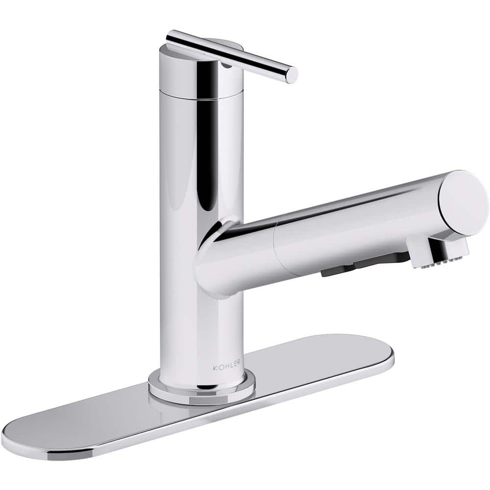 KOHLER Crue Single-Handle Pull-Out Sprayer Kitchen Faucet in Polished  Chrome K-22976-CP - The Home Depot