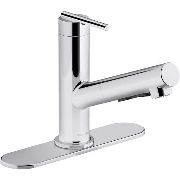 KOHLER Crue Single-Handle Pull-Out Sprayer Kitchen Faucet in Polished Chrome