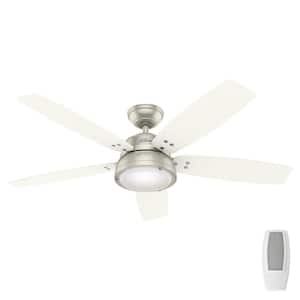 Channelside 52 in. LED Indoor/Outdoor Matte Nickel Ceiling Fan with Remote
