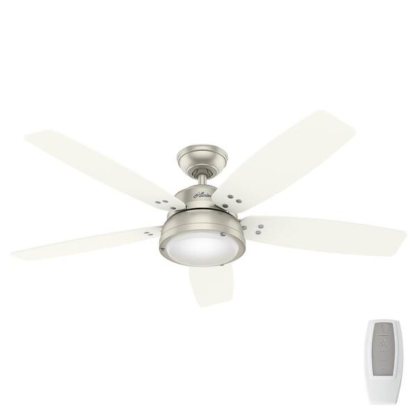 Hunter Channelside 52 in. LED Indoor/Outdoor Matte Nickel Ceiling Fan with Remote