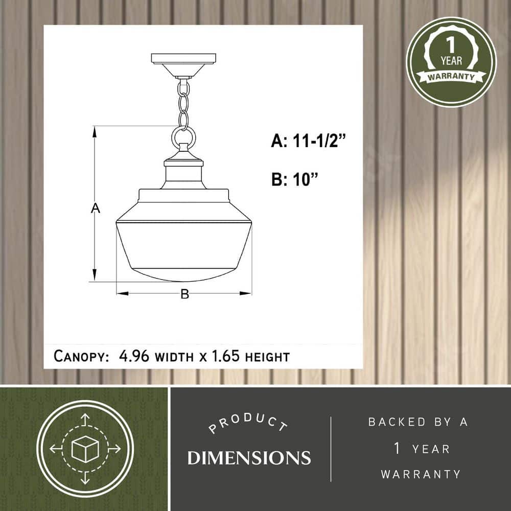 Matte Black Farmhouse Glass Outdoor Pendant Light
