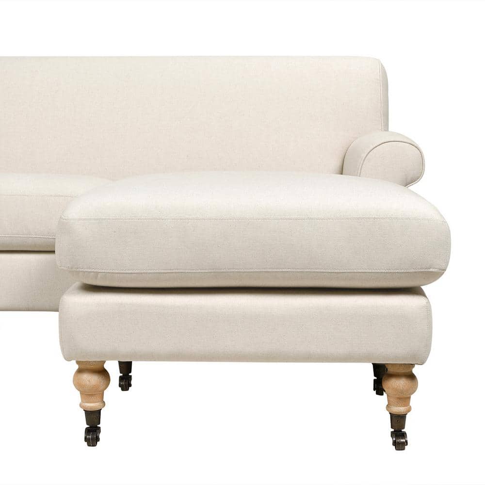 Alana 88" Light Beige Linen Reversible L-Shape Sectional Sofa