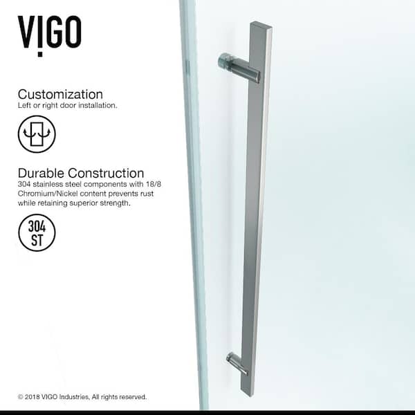 Luca 56 to 60 in. W x 58 in. H Sliding Frameless Tub Door in Stainless Steel with 3/8 in. (10mm) Clear Glass