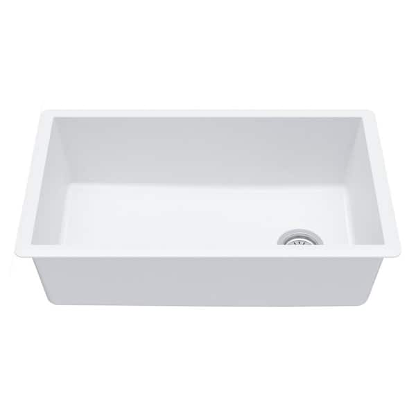 Undermount Quartz/Granite Composite 32 in. Single Bowl Kitchen Sink in White