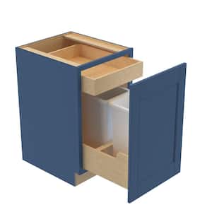 Washington Vessel Blue Plywood Shaker Assembled Trash Can Kitchen Cabinet Soft Close 21 in W x 24 in D x 34.5 in H