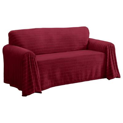 Nolan Cozy Burgundy Polyester Fits on Sofa Cover 1-Piece