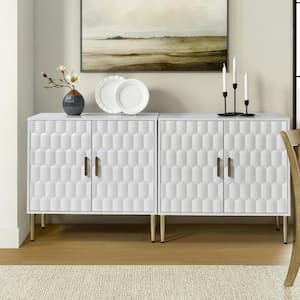 Danilo Modern 32 in. Tall 2-Door MDF Sideboard with Adjustable Feet Set of 2- White