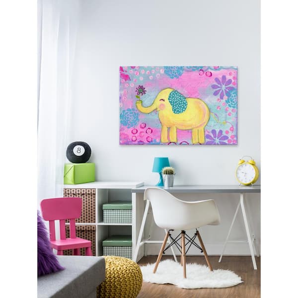 Unbranded 16 in. H x 24 in. W "Yellow Elephant" by Jill Lambert Printed Canvas Wall Art