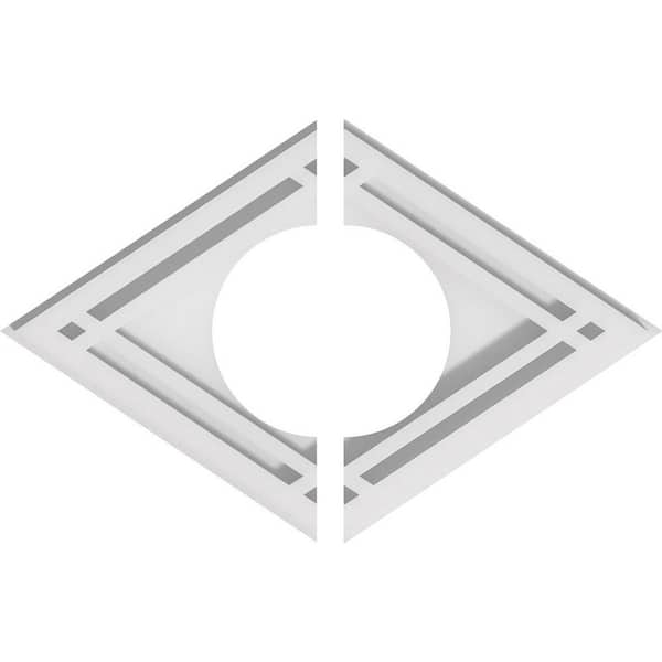 Ekena Millwork 12 in. x 8 in. x 1 in. Diamond Architectural Grade PVC Contemporary Ceiling Medallion (2-Piece)