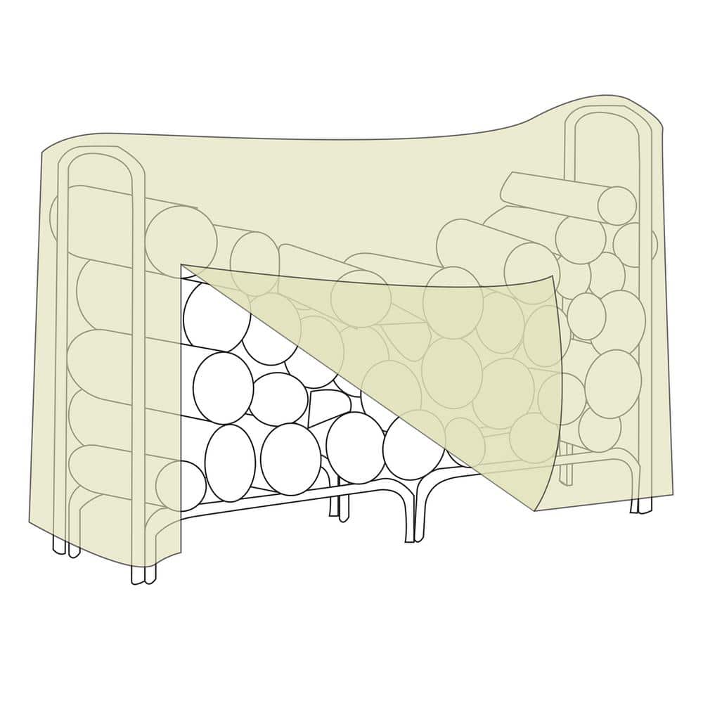 Khaki Heavy Duty Polyester Log Rack Cover with PVC Lining
