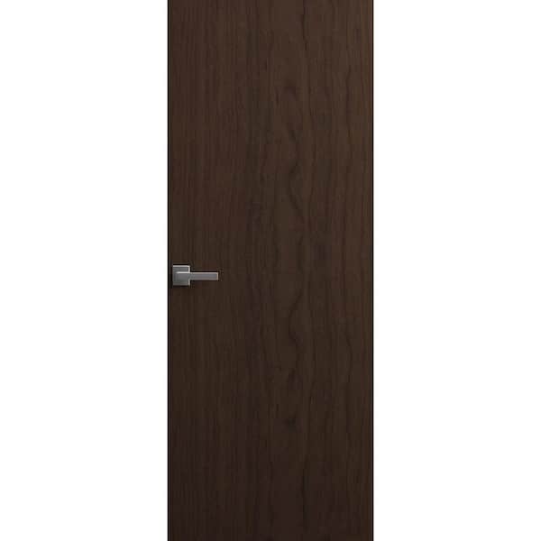 30 in. x 84 in. Unassembled Left-Hand/Inswing Wood Noce Color Flush Mount Hidden Door with Black Hinge Finish