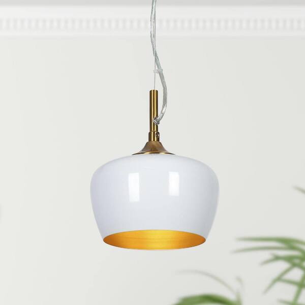 Uolfin Modern Kitchen Island Pendant Light, 1-Light White & Brass